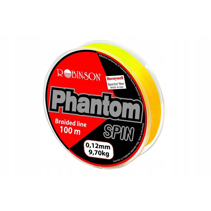 Robinson Phantom Spin fonott zsinór 0,18mm, 100m, 15,10kg, sárga