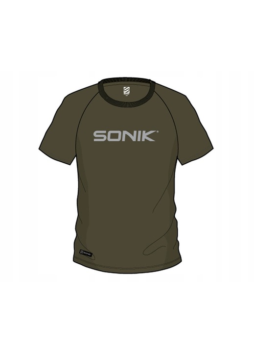 Tricou barbati Sonik, model Raglan, imprimeu pe piept, culoare verde, 100% bumbac, M INTL