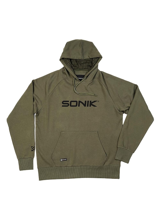 Ferfi Sonik polar kapucnis pulover dupla kapucnival, Zöld, 2XL