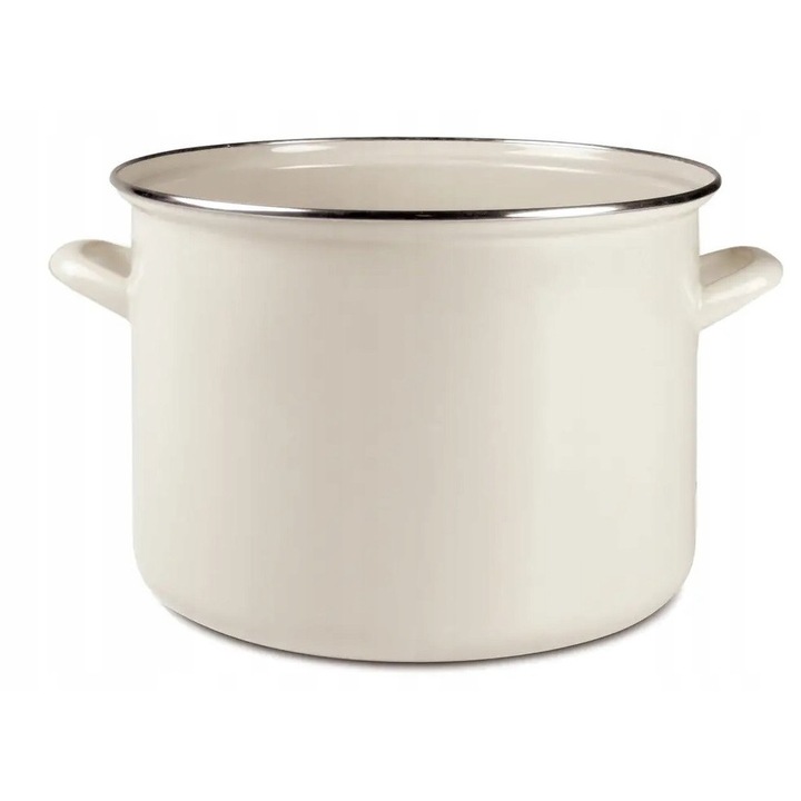 Oala emaliata 30 cm, 12,5 L, crem, Emalia Olkusz, utilizare pe toate tipurile de plite