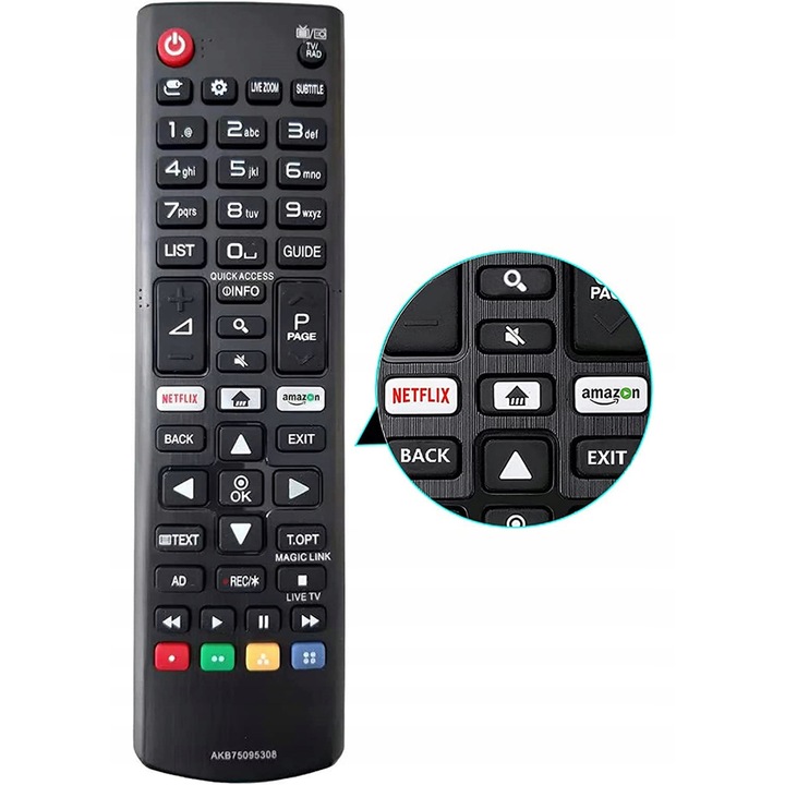 Универсално дистанционно управление за Smart TV LG, модел AKB75095308, черно, без програмиране, лесно за използване