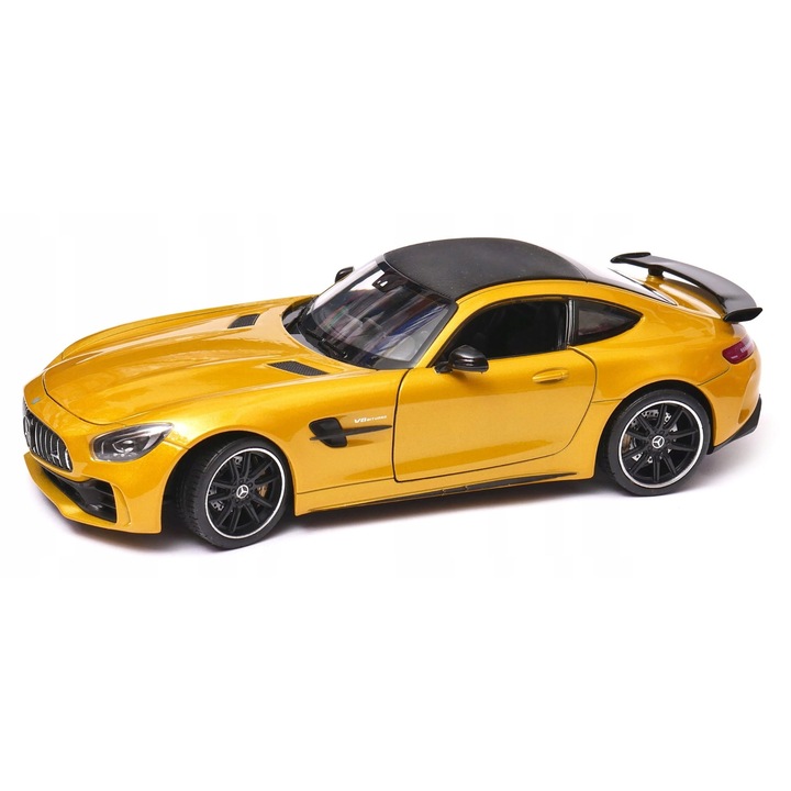 Метална кола, Mercedes AMG GT R, Welly, 1:24, отварящи се врати и преден капак, детайлен интериор