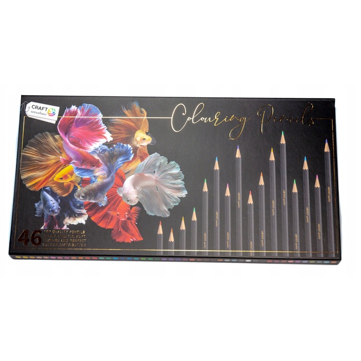 Комплект цветни моливи Craft Sensations, 46 елемента, многоцветни, магнитен калъф