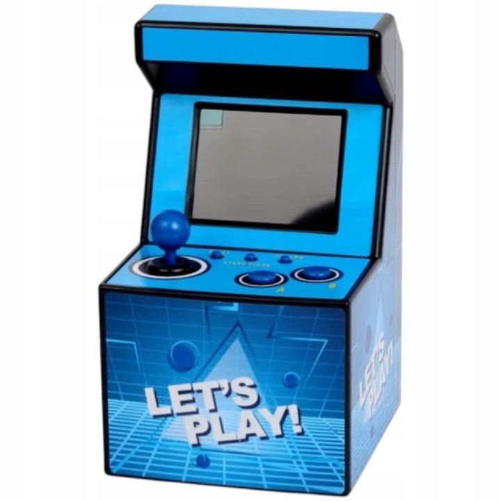 Mini automat arcade Cardsplitter 59022JIKB5JHF, 200 jocuri clasice, joystick si butoane, ecran LCD, albastru, 16 cm