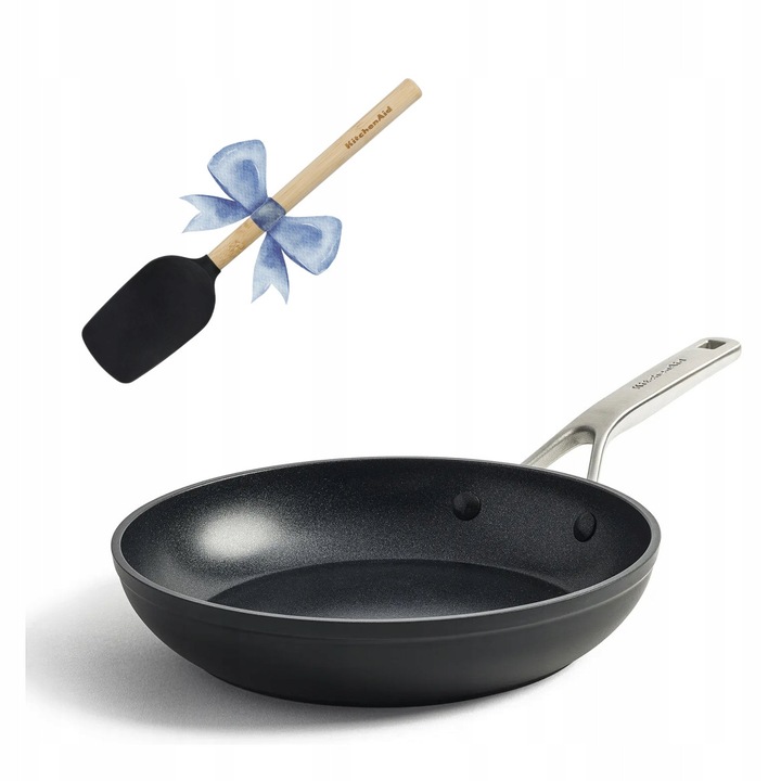 KitchenAid serpenyő 30cm, kovácsolt alumínium, tapadásmentes, 220°C-ig hőálló, fekete