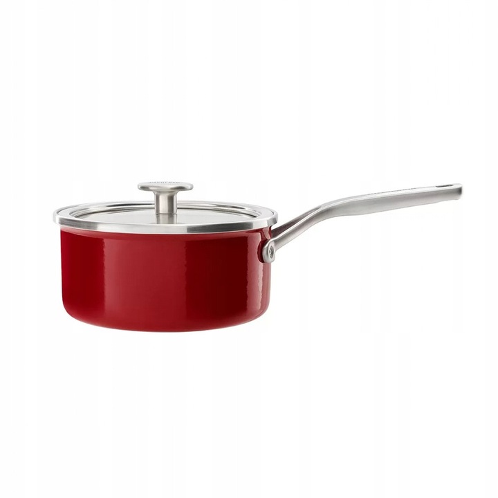 Rondel KitchenAid 2l, 18cm, piros, üvegfedővel, rozsdamentes acél, indukciós
