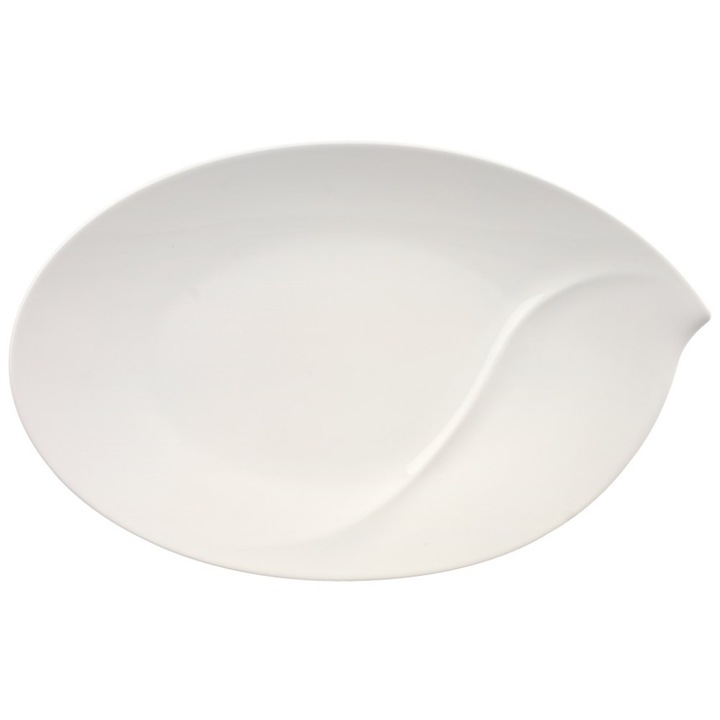 Овално плато Flow, Villeroy & Boch, 47см, първокласен порцелан, бял