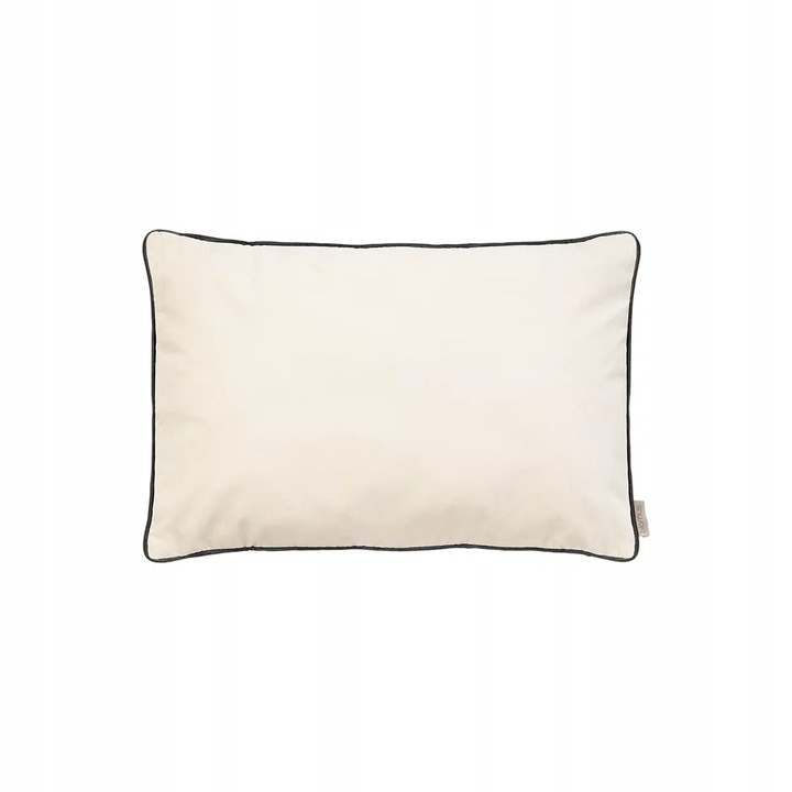 Fata de perna decorativa/husa Blomus Velvet, din bumbac catifelat 100%, cu lama din piele vegana si fermoar YKK, bej deschis, 30x50 cm