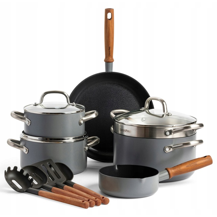 GreenPan edénykészlet, 13 darabos, tapadásmentes kerámia, fekete