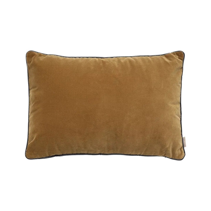 Blomus Velvet párnahuzat 40x60cm, bézs színű, 100% pamut anyag, vegán bőr részletekkel