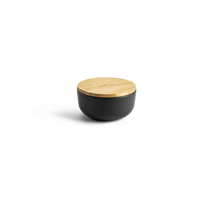 Bol ceramic cu capac KitchenAid, 15cm, negru mat, set