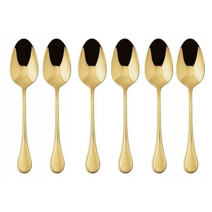 Комплект Десертни Лъжички Sambonet, Moka Royal Pvd, Gold, 6 Броя