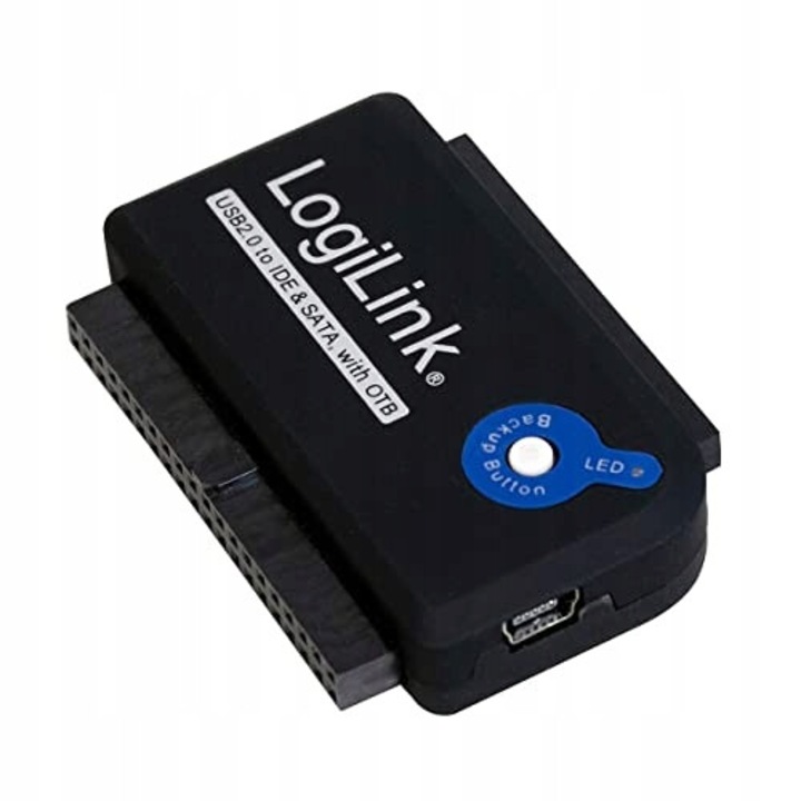 Комплект адаптер LogiLink AU0006D, USB 2.0 към IDE и SATA, One Touch Backup, 480Mbit/s