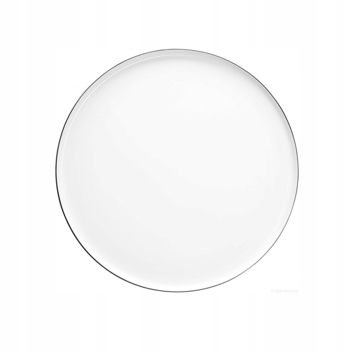 ASA a'Table Oco Ligne tányér, csontporcelánból, kézzel festett fekete széllel, mosogatógépben és mikrohullámú sütőben használható, fehér/fekete, 21 cm, 1 db