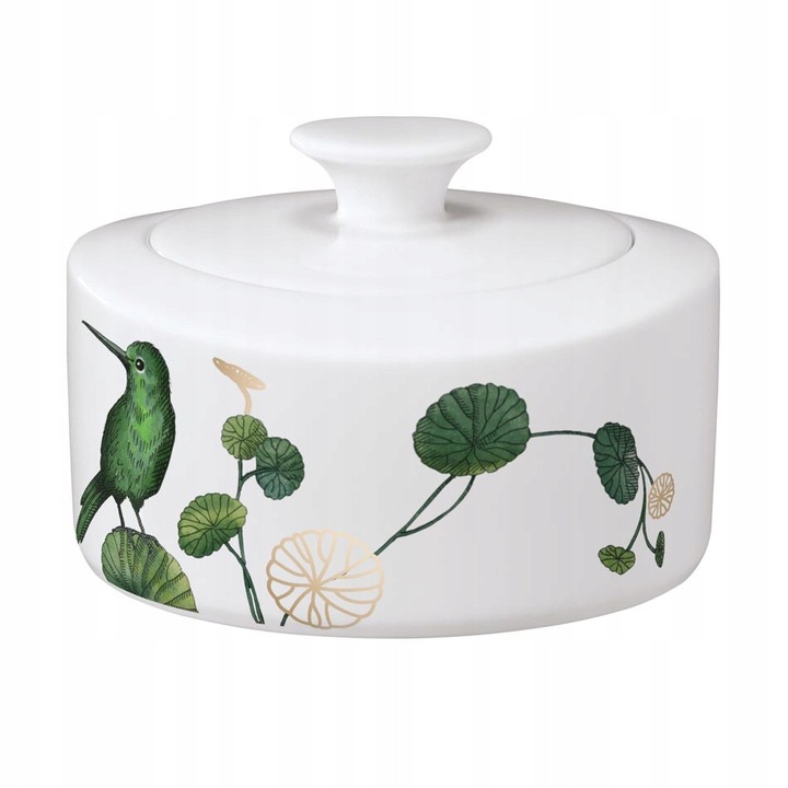 Zaharnica / recipient pentru zahar Villeroy&Boch Avarua din portelan osos premium, cu motive exotice si accente aurii, Multicolor, 330 ml