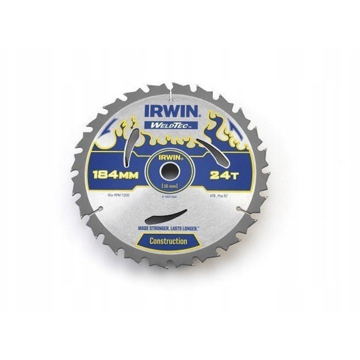 Циркулярен диск Irwin 210 мм, 24 зъба, дебелина 2,4 мм, за електрически триони