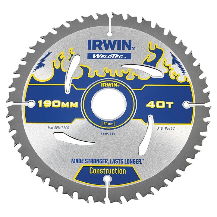 Fierastrau circular Irwin WeldTec 190x30x20mm 40 dinti