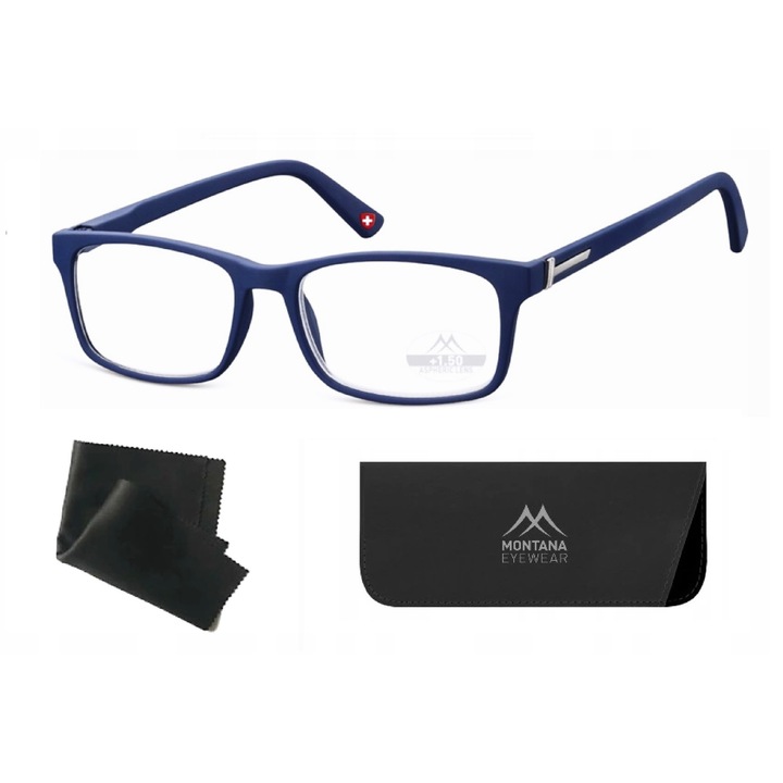 Ochelari de vedere Montana, model MMR73B, asferici, granat, unisex, dimensiuni 5,3x3,6cm, lungime zausnice 13,5cm, set cu etui.