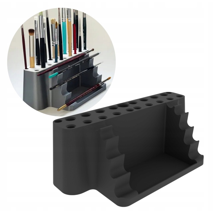 Органайзер за четки, Pro Parts, пластмаса, черен, с отделения за аксесоари