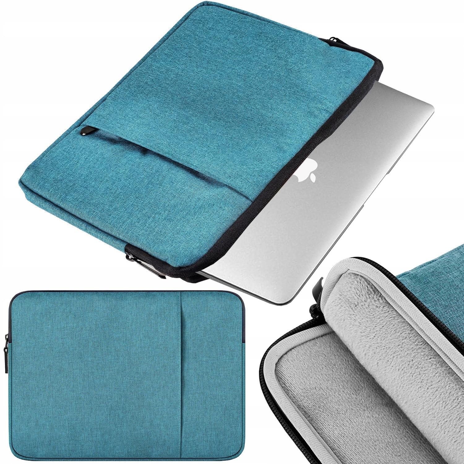 Etui Soft Case pentru MacBook Air 13" M1 si 13,3" Retina M1 2020/2021, turcoaz, 35x25x2cm