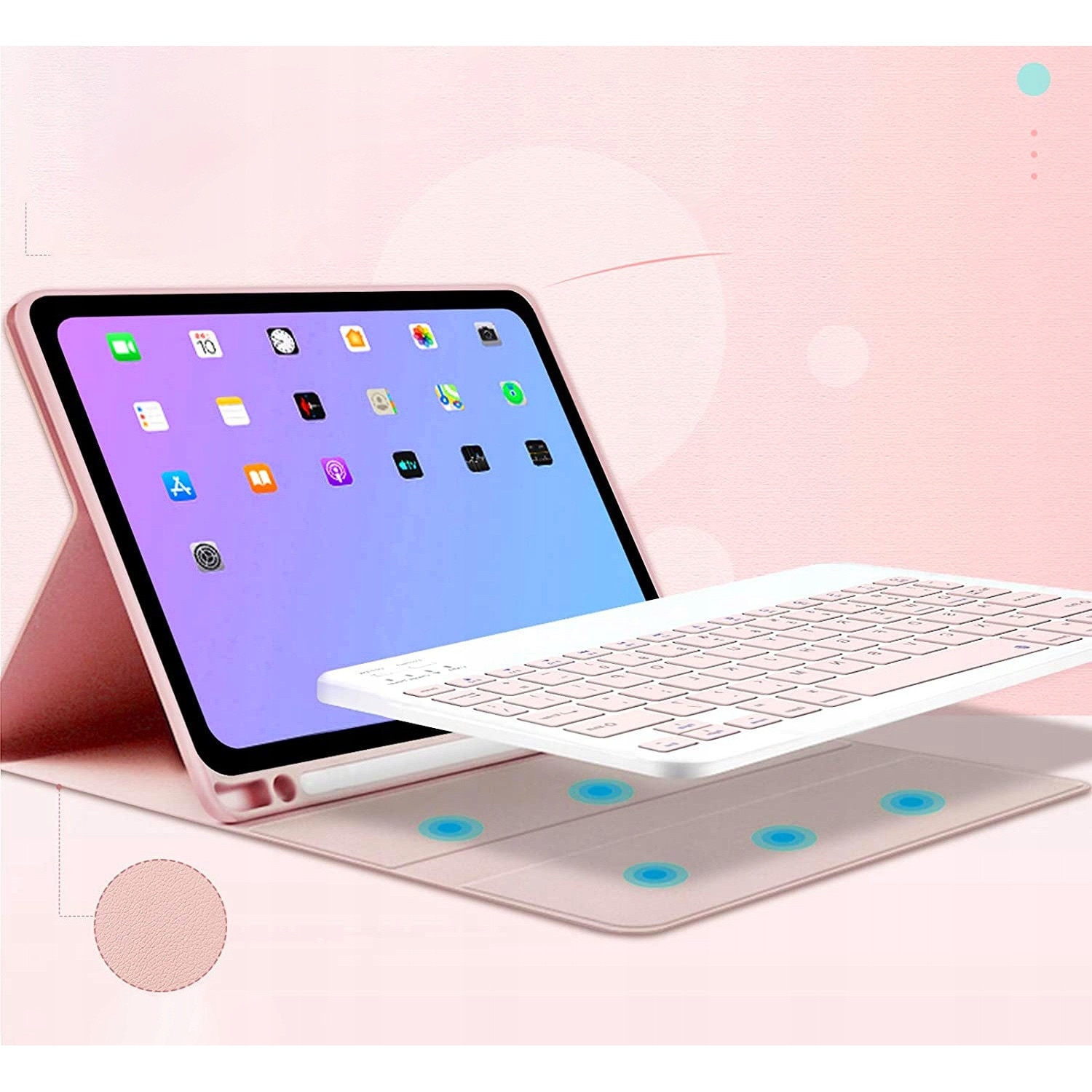 Set etui si tastatura Bluetooth pentru Apple iPad Air 4/5 10.9", roz, cu suport pentru stylus