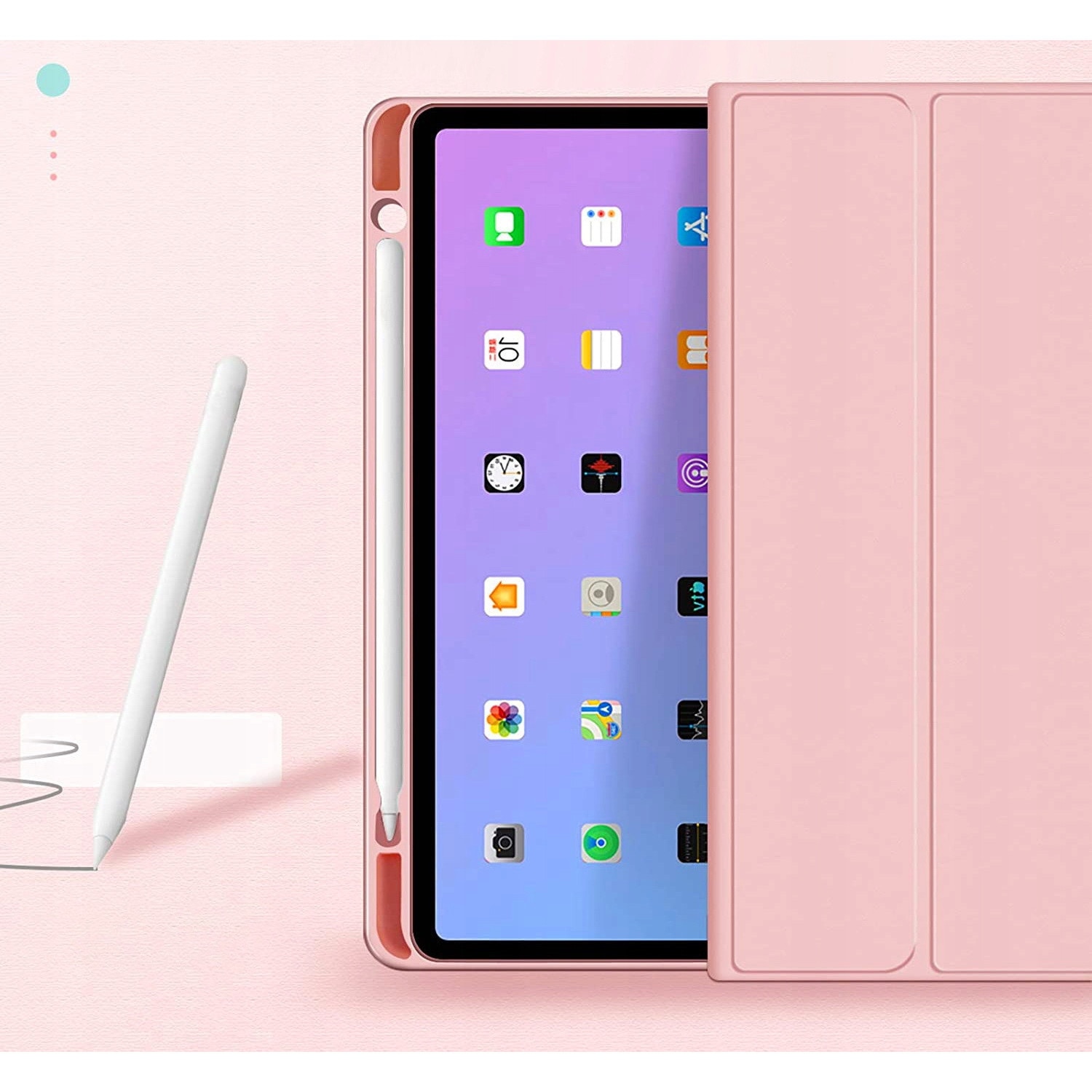 Set etui si tastatura Bluetooth pentru Apple iPad Air 4/5 10.9", roz, cu suport pentru stylus