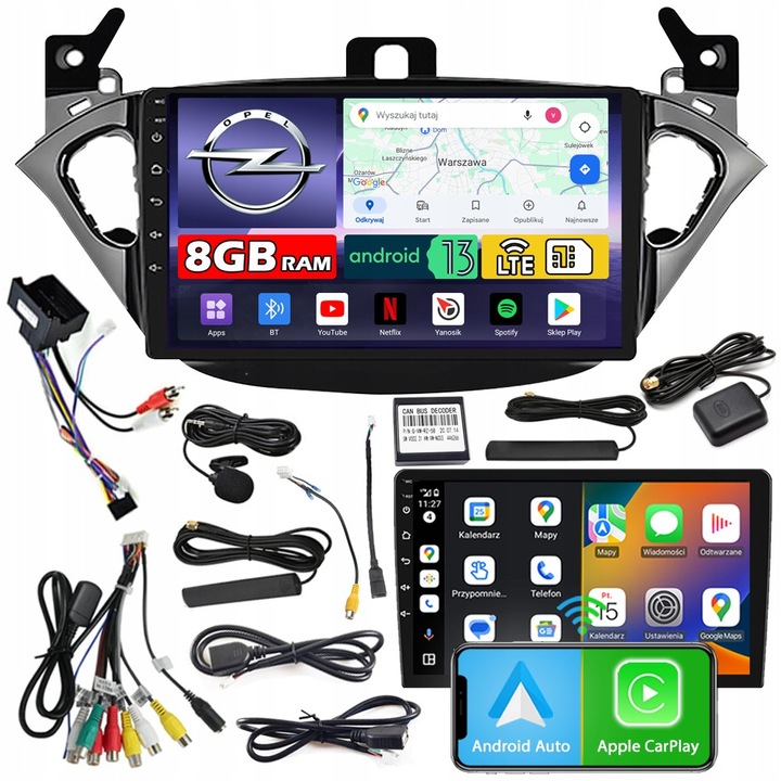 Radio multimedia NCS ZQ9, 9" QLED, 8GB RAM, LTE, pentru OPEL CORSA E 2014-2019, set complet