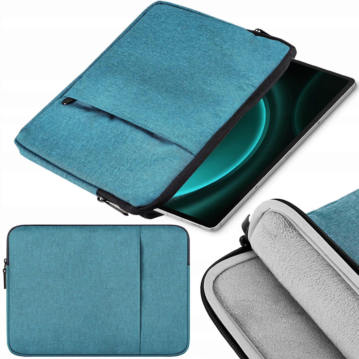 Etui Soft Case pentru Lenovo Tab P11 2-generatia 2023, 11.5", turcoaz, cu buzunar pentru accesorii