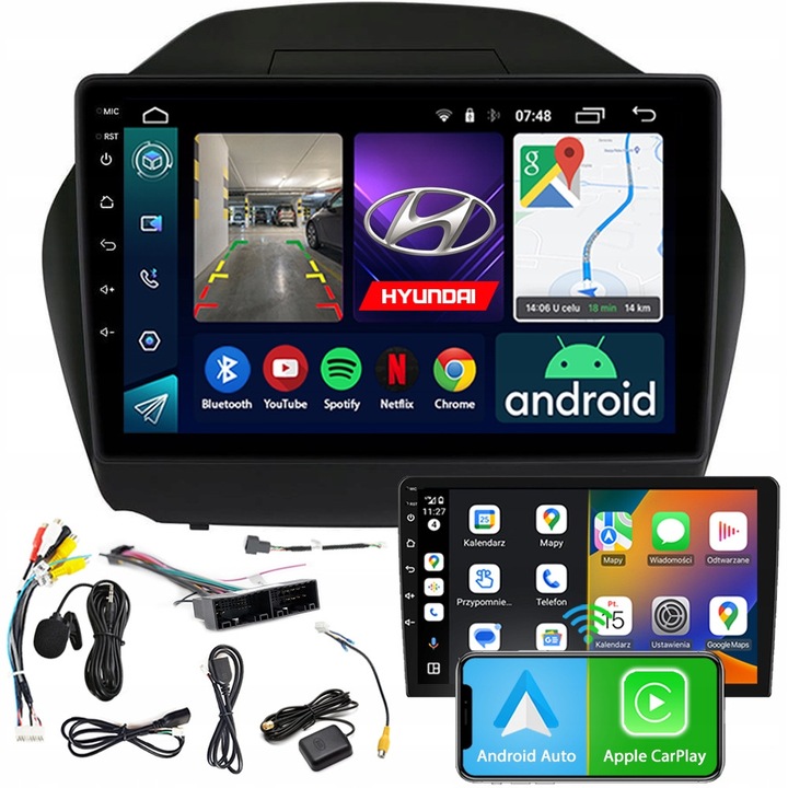 RADIO NAVIGATIE NCS pentru Hyundai IX35 2009-2015, 9", 2GB RAM, Android 12, functie Bluetooth