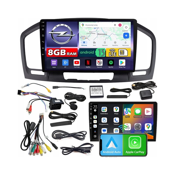 Radio auto NCS ZQ9, compatibil OPEL INSIGNIA 2008-2013, 8GB RAM, 9" QLED, Android, set complet