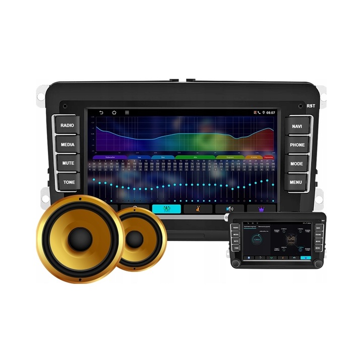 NCS P4V7 rádió Volkswagen Passat B6 (2005-2010) modellekhez, 7", 4GB RAM, Android, komplett, külső mikrofonnal