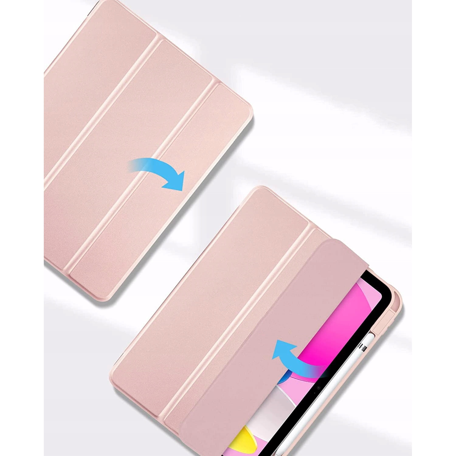 Husa de protectie pentru Apple iPad 11", Generatia 11 (2025), roz, cu suport pentru Apple Pencil, design transparent