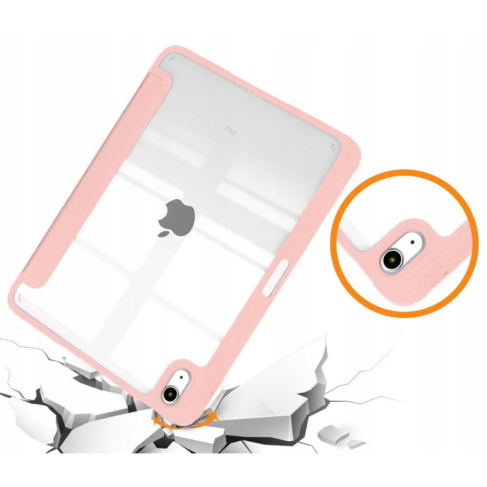 Husa de protectie pentru Apple iPad 11", Generatia 11 (2025), roz, cu suport pentru Apple Pencil, design transparent