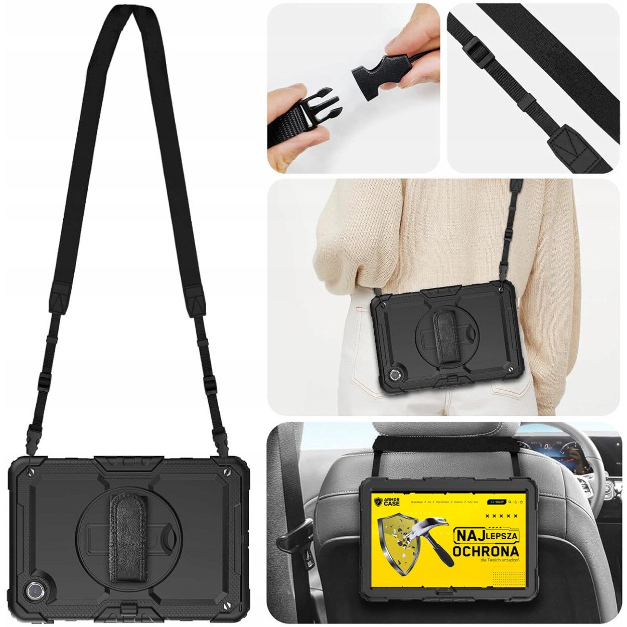 Etui Shockproof pentru Lenovo Tab M11 K11 K11E 10.95", ArmorCase, 360° rotativ, cu suport, set complet