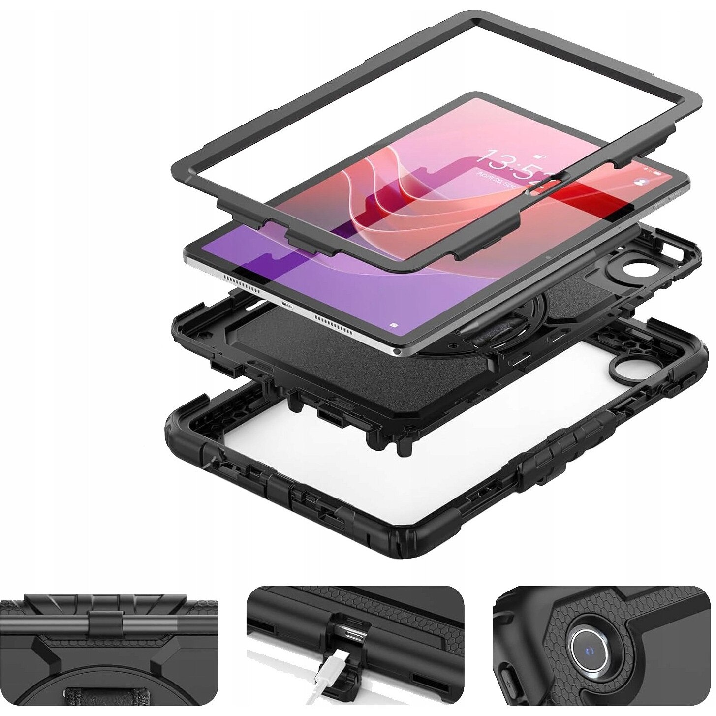 Etui Shockproof pentru Lenovo Tab M11 K11 K11E 10.95", ArmorCase, 360° rotativ, cu suport, set complet