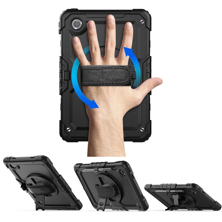 Etui Shockproof pentru Lenovo Tab M11 K11 K11E 10.95", ArmorCase, 360° rotativ, cu suport, set complet