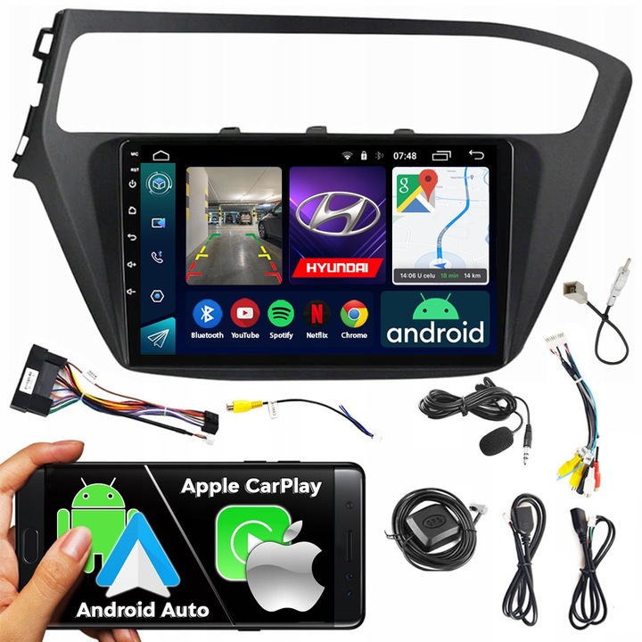 NCS RS-305 2DIN autórádió, Android, 9" érintőképernyő, 2GB RAM, Hyundai i20 2018-2020-hoz