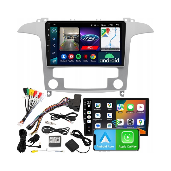 Radio multimedia NCS pentru Ford S-Max 2006-2015, 9", 2GB RAM, Android 12, functie Bluetooth