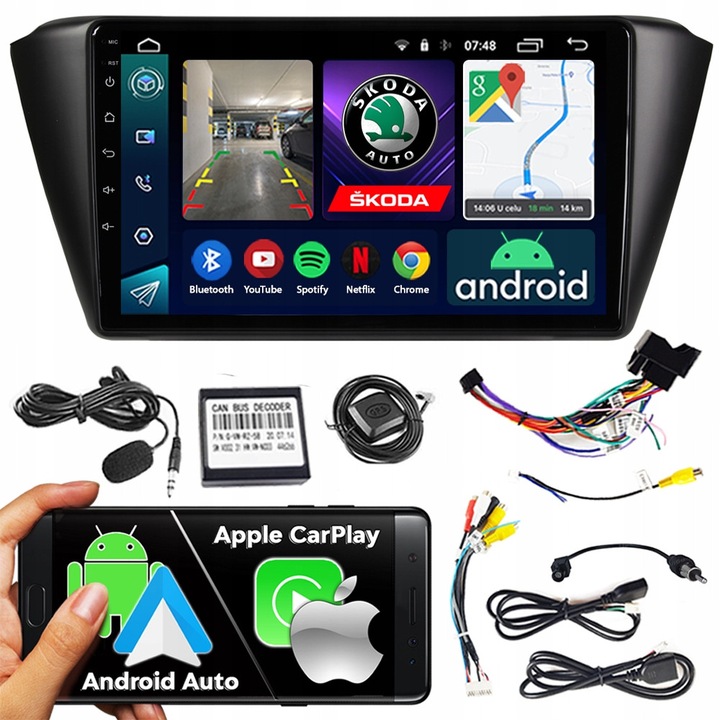 NCS autórádió SKODA FABIA 3 III 2014-2021, 9" érintőképernyő, Android 12, 2GB RAM, komplett szett