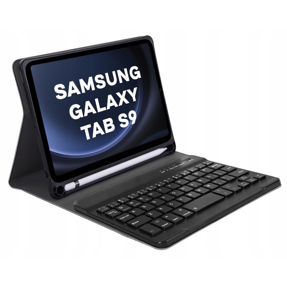Husa cu tastatura pentru Samsung Galaxy Tab S9 11" (2023), neagra, cu suport pentru stylus, set complet