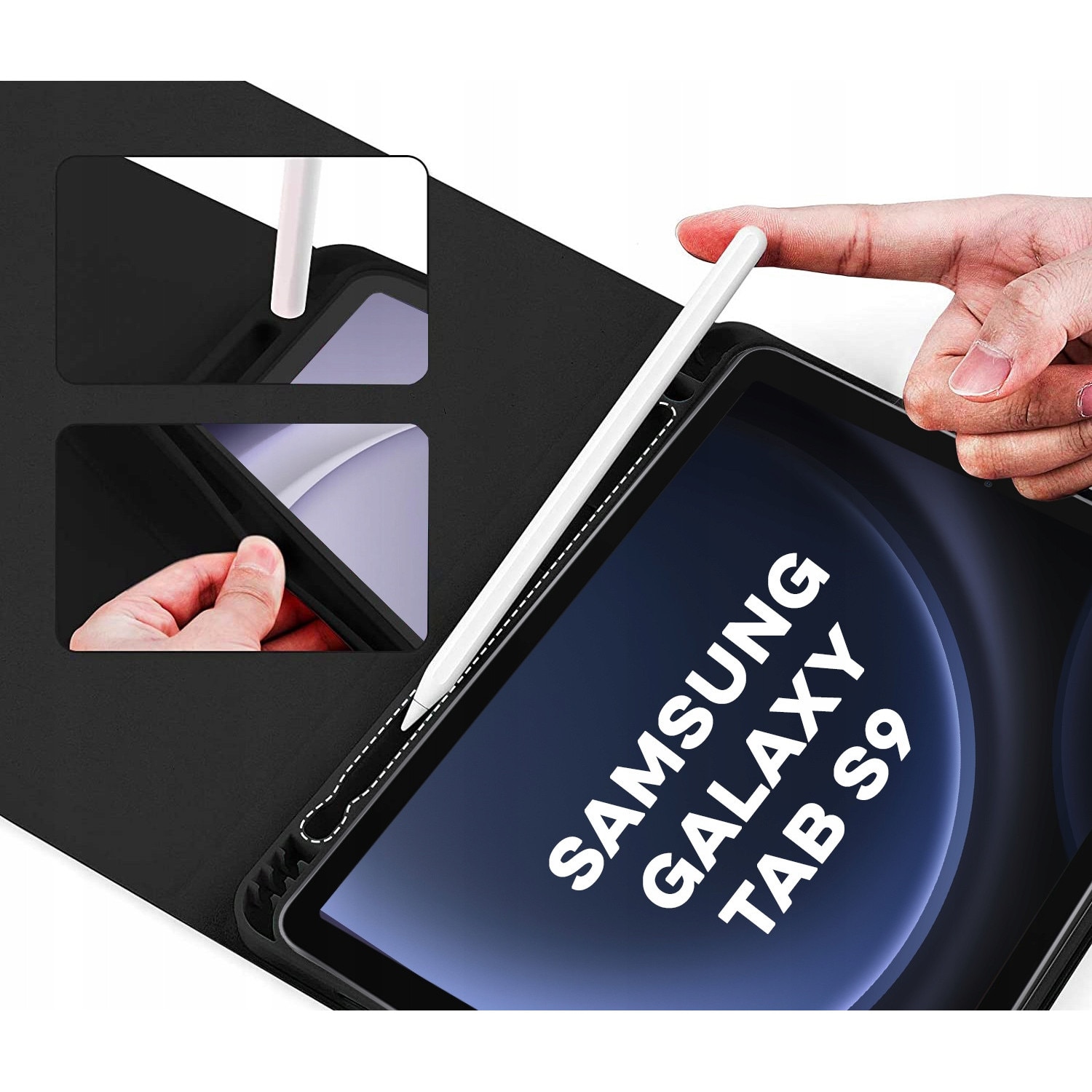 Husa cu tastatura pentru Samsung Galaxy Tab S9 11" (2023), neagra, cu suport pentru stylus, set complet
