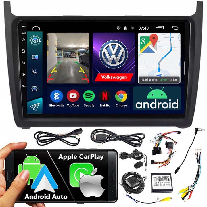 Radio auto NCS 2DIN, model RS-305, 9" touchscreen, Android 12, 2GB RAM, pentru POLO 5 V 2009-2017