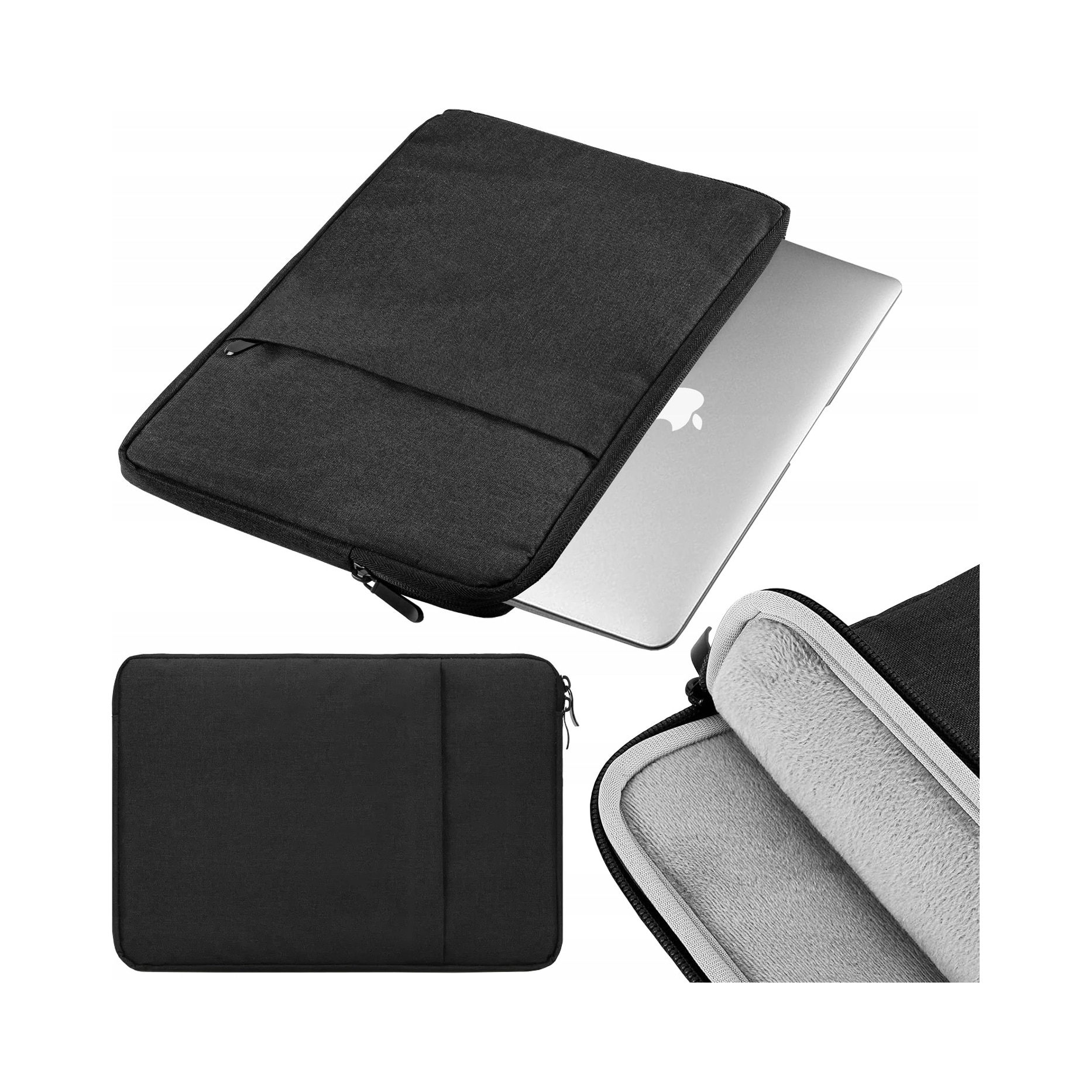 Etui Soft Case pentru laptop Apple MacBook Air 2025 13.6", ArmorCase, negru, cu buzunar extern