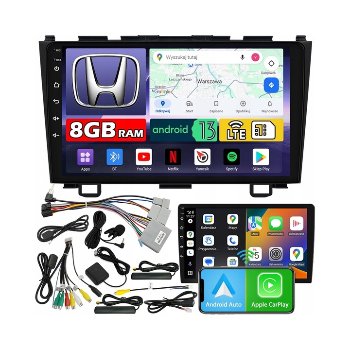 Radio auto NCS ZQ9, 9" QLED, 8GB RAM, LTE, pentru Honda CR-V III 2006-2012