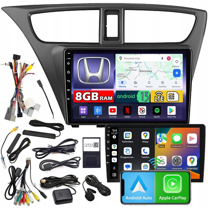Radio 2DIN NCS ZQ9 set, 9" QLED, 8GB RAM, LTE, pentru HONDA CIVIC IX 2012-2017