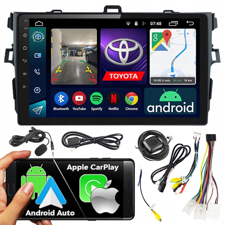 NCS autórádió Toyota Corolla E15 2007-2014, 9" Android, 2GB RAM, WiFi, teljes készlet