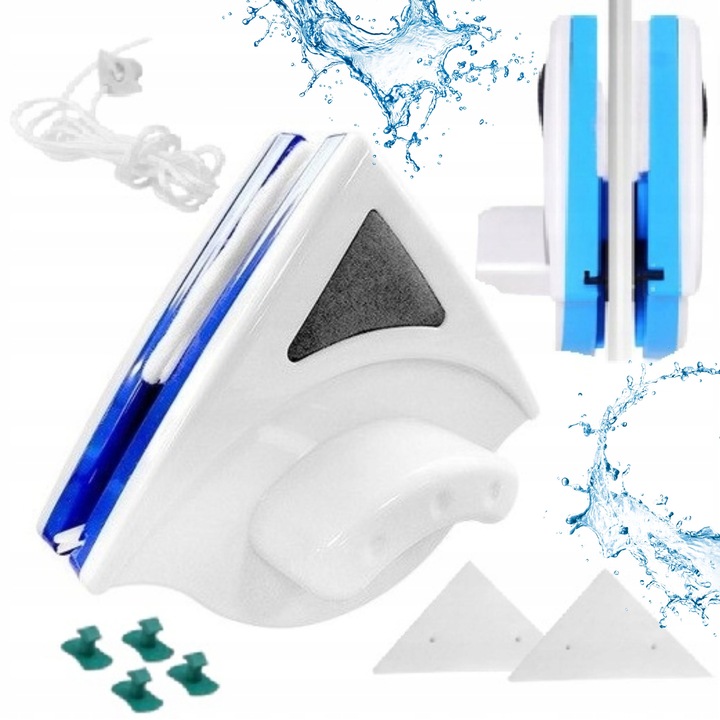 Stergator geam magnetic, set 3 in 1, pentru sticla 3-8mm, curatare ecologica, multicolor