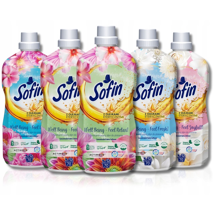 Sofin öblítő szett, koncentrált, Well Being illóolajokkal, 1400 ml x 5, többszínű