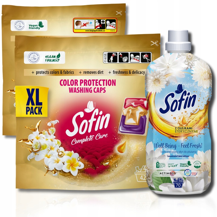 Sofin Színes Mosókapszula Szett 42 db + Feel Fresh Öblítő 1400 ml