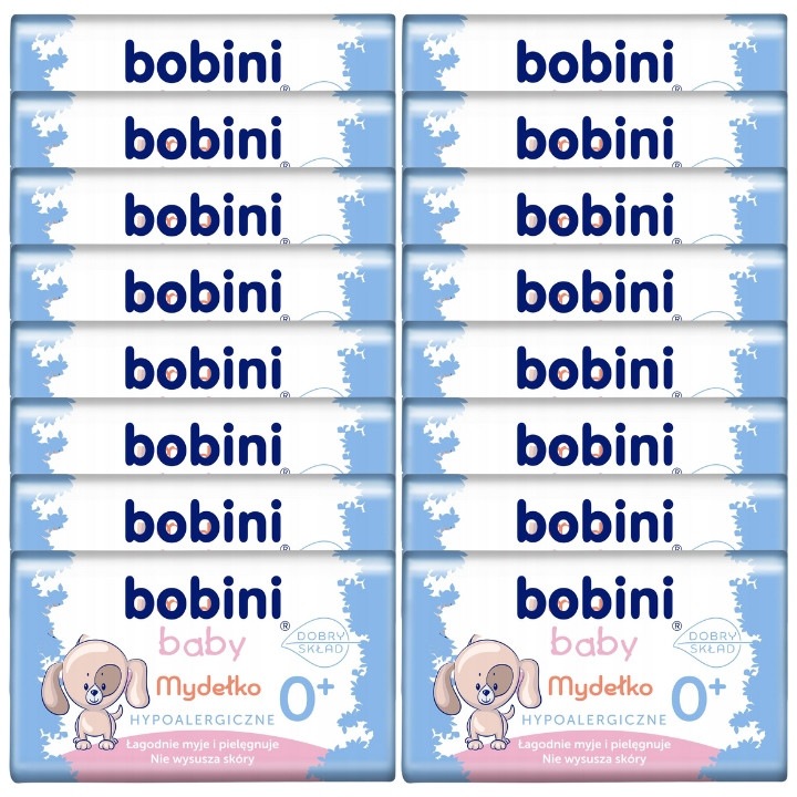 Sapun hipoalergenic Bobini Baby 90g, set 16 bucati, cu extract de musetel, pentru copii si bebelusi